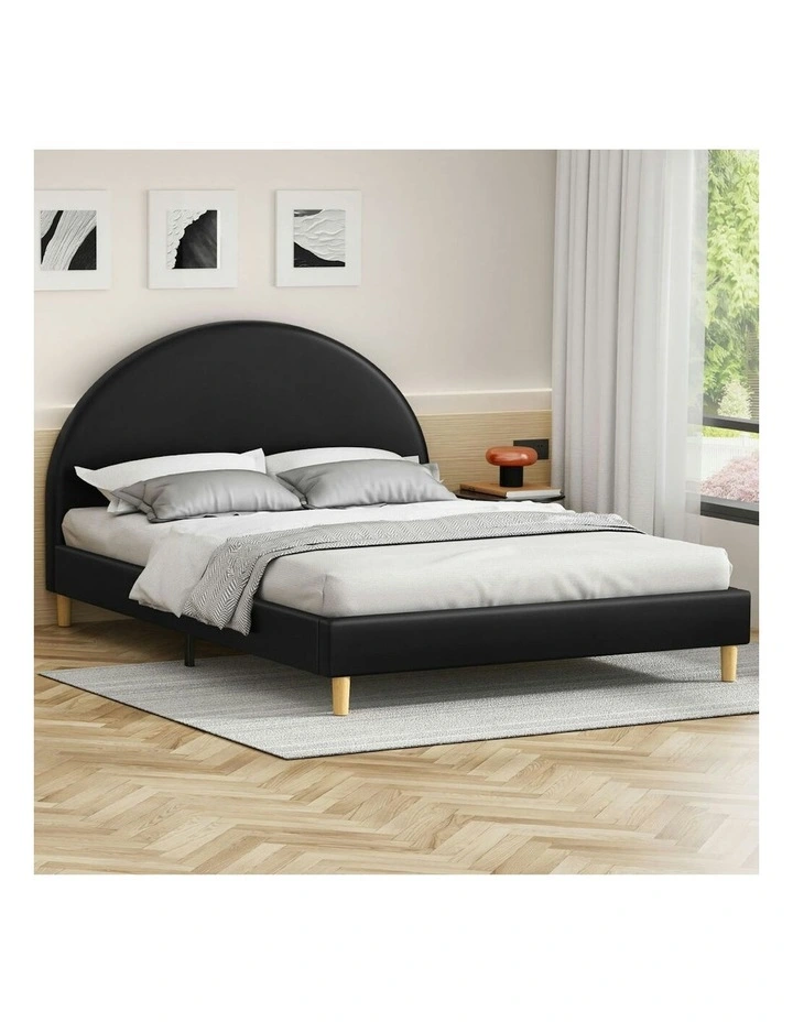 Calla Platform Bed Frame Queen Size in Black Leather image 2
