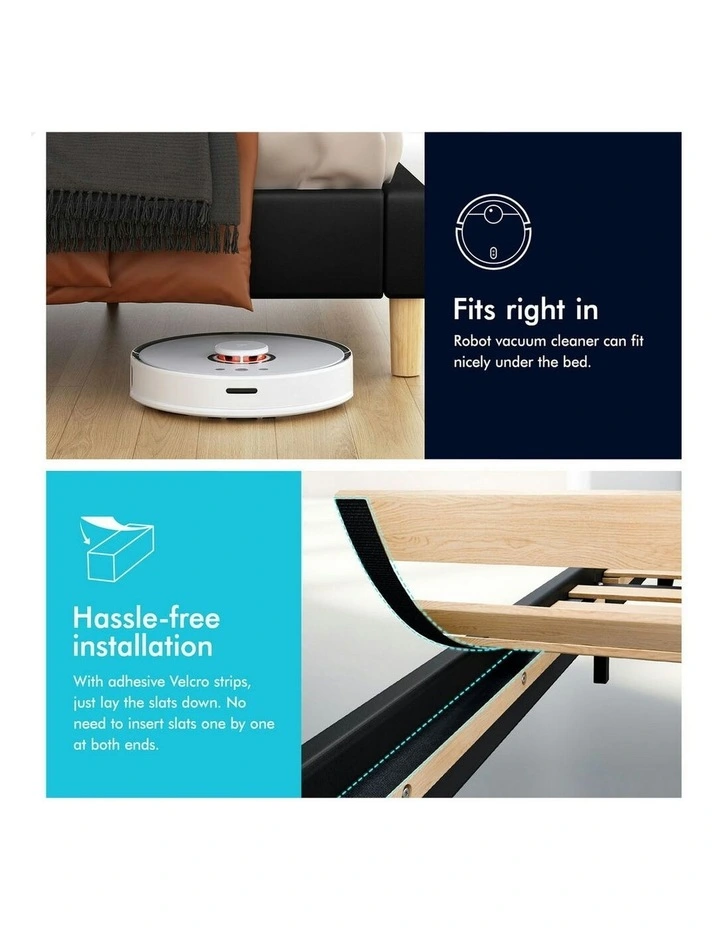 Calla Platform Bed Frame Queen Size in Black Leather image 7