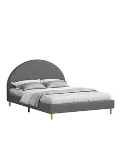 Calla Platform Bed Frame Queen Size in Grey Fabric