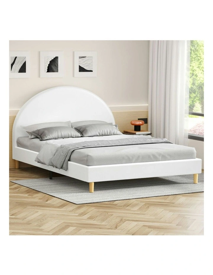 Calla Platform Bed Frame Queen Size in White Leather image 2