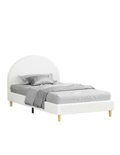 Calla Platform Bed Frame Single Size in White Boucle