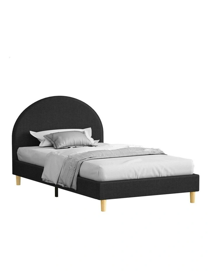 Calla Platform Bed Frame Single Size in Charcoal Fabric image 1