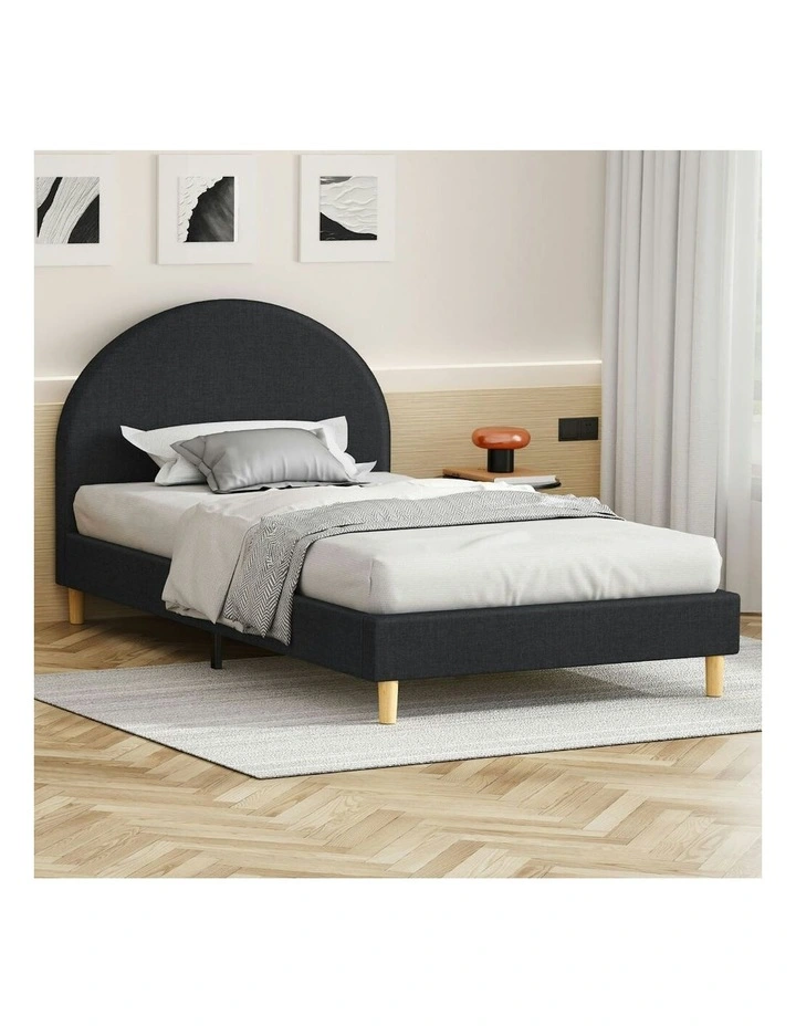 Calla Platform Bed Frame Single Size in Charcoal Fabric image 2