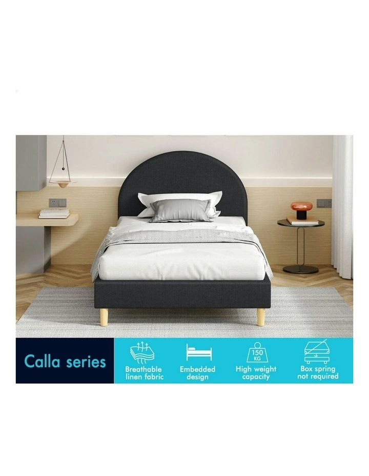 Calla Platform Bed Frame Single Size in Charcoal Fabric image 3