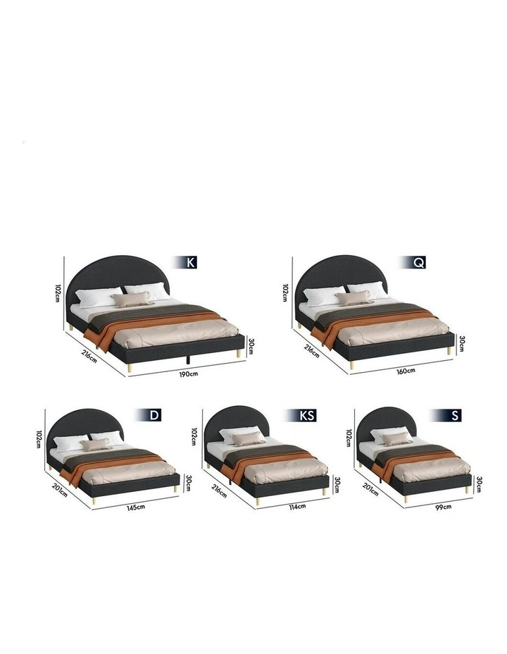 Calla Platform Bed Frame Single Size in Charcoal Fabric image 6