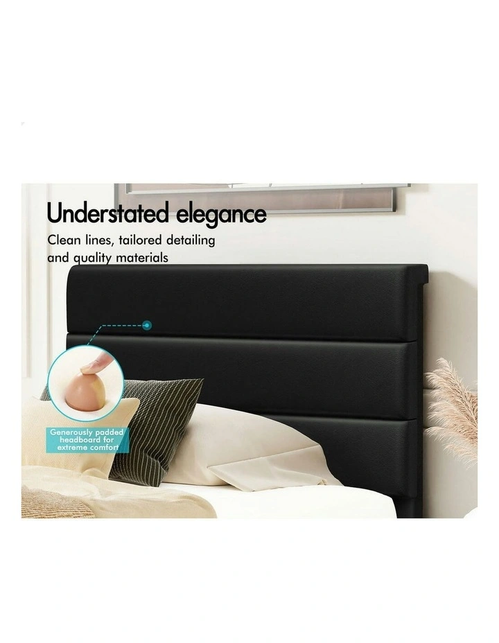 Harlene Upholstered Platform Bed Frame King Single Size in Black Leather image 4