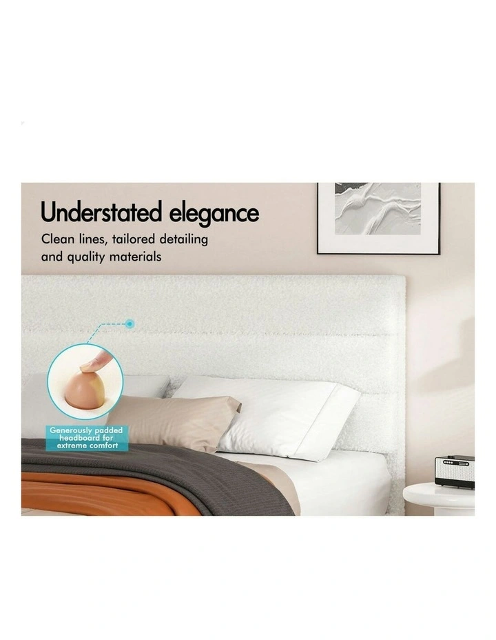 Harlene Upholstered Platform Bed Frame King Single Size in White Boucle image 4