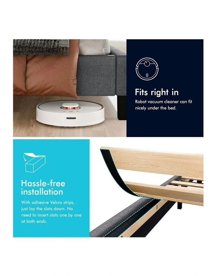 Harlene Upholstered Platform Bed Frame Queen Size in Grey Fabric image 6