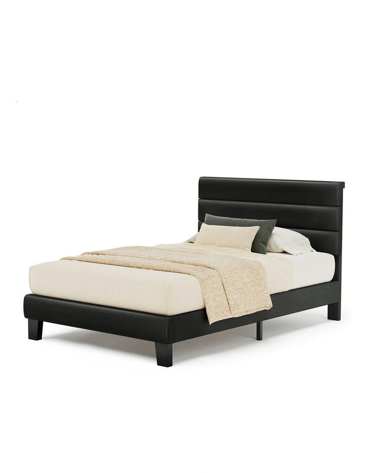 Single Size Upholstered Platform Bed Frame in Black image 1