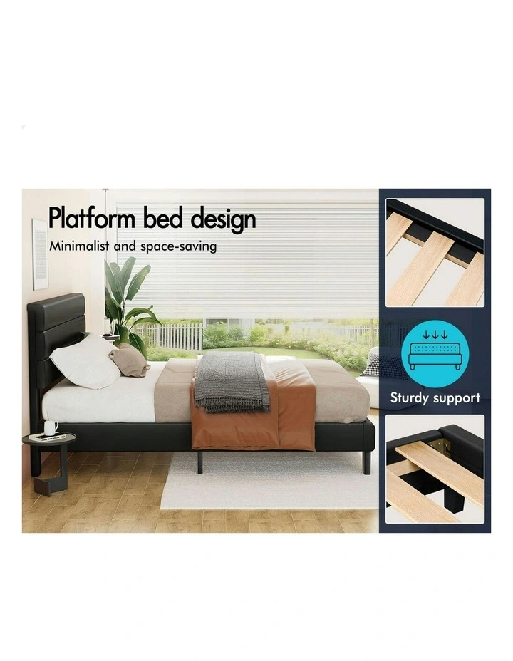 Single Size Upholstered Platform Bed Frame in Black image 5