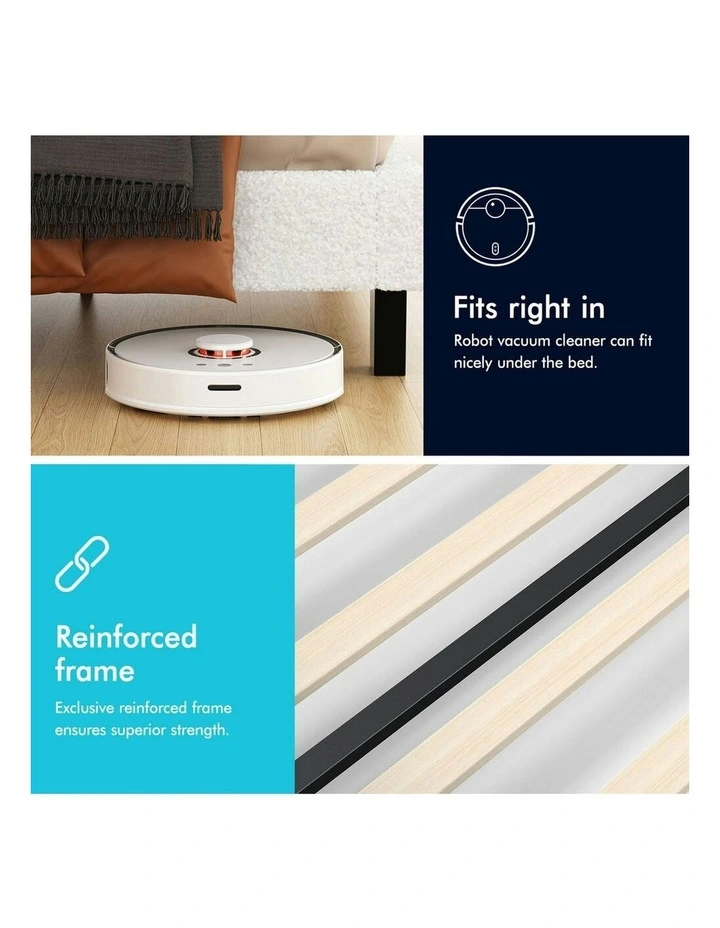 Single Size Upholstered Platform Bed Frame in White image 6