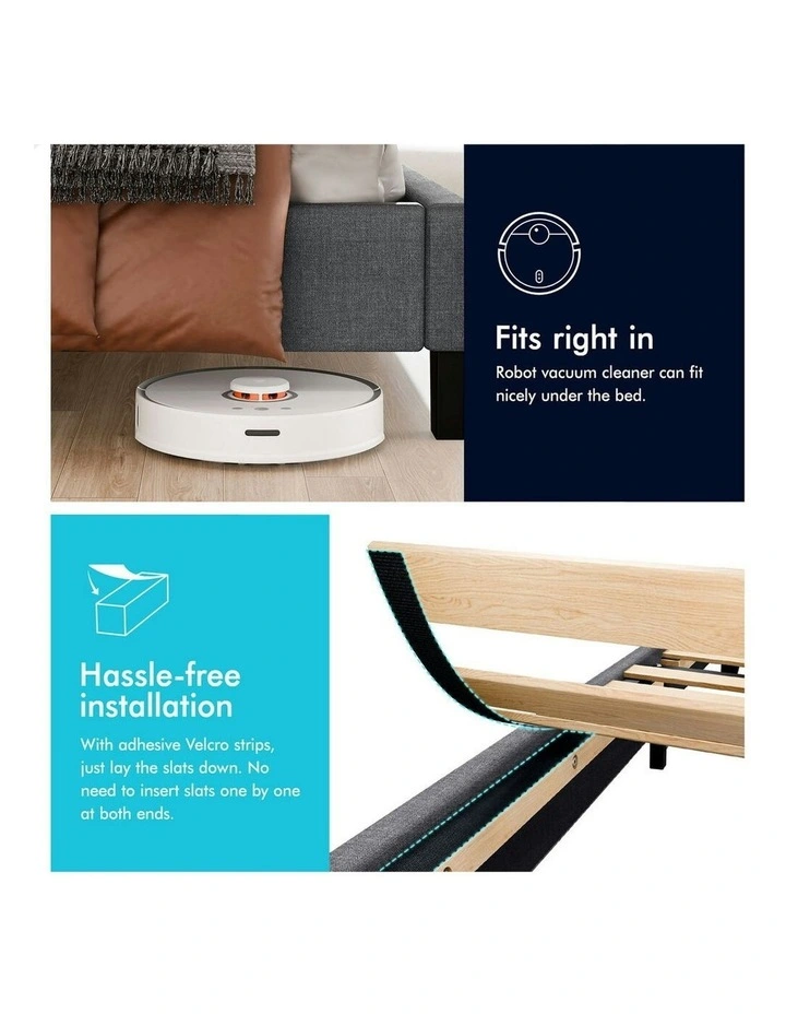 Single Size Upholstered Platform Bed Frame in Grey image 6