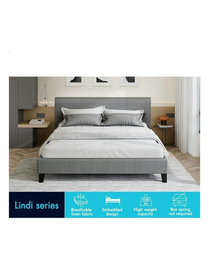 Double Size Wooden Bed Frame in Grey image 3