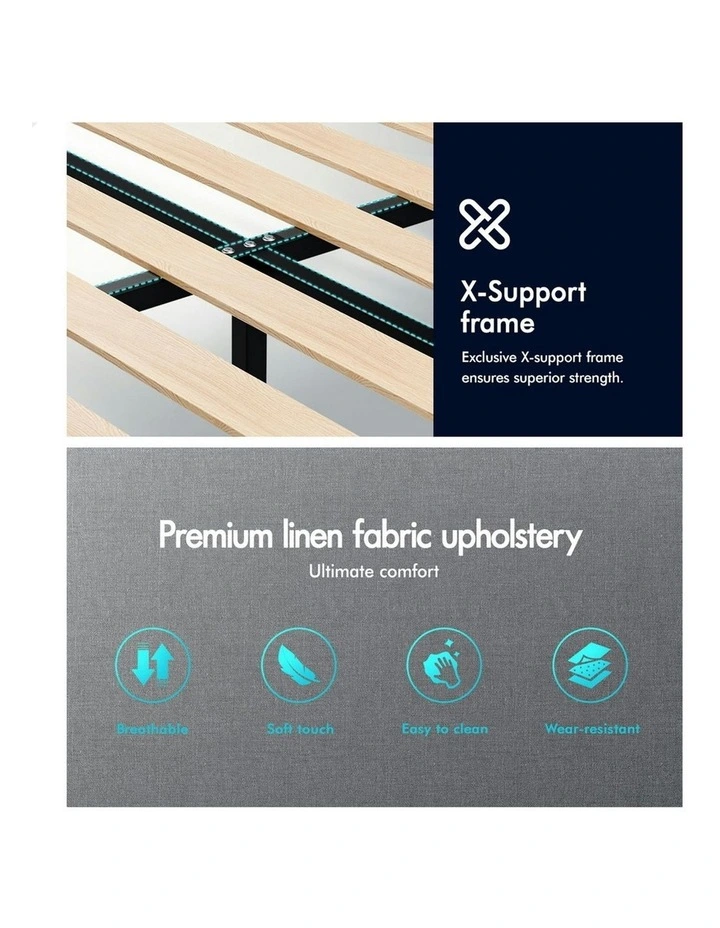 Double Size Wooden Bed Frame in Grey image 7