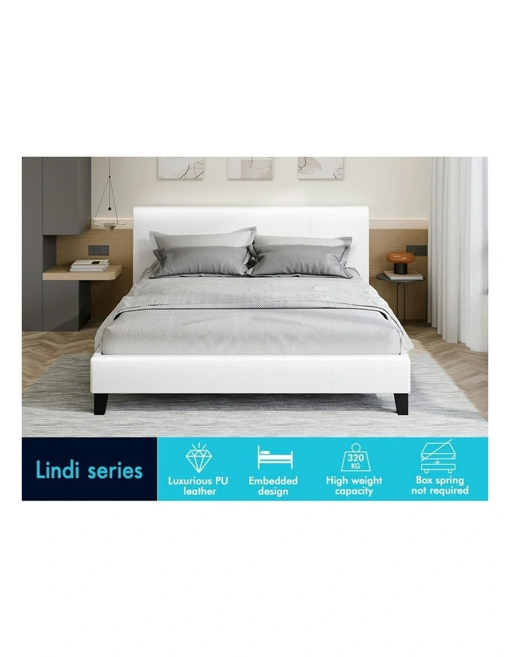 Double Size Wooden Bed Frame in White image 3