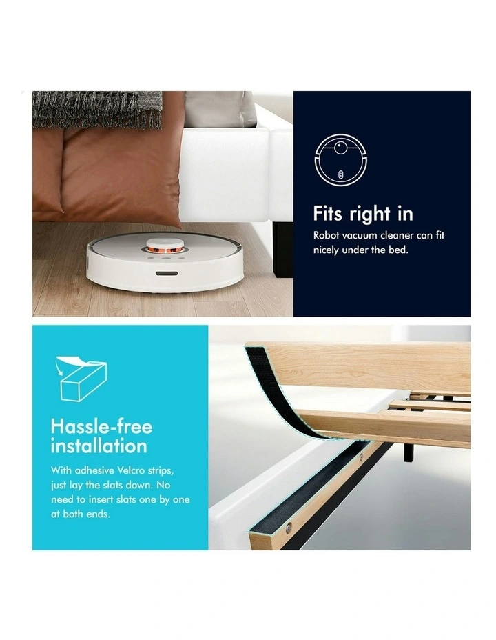 Wooden Platform Leather Mattress Base Bed Frame King Single in White image 6