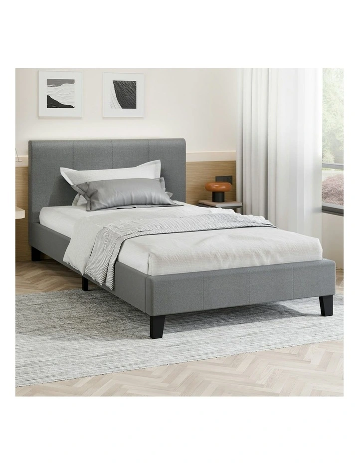 Wooden Platform Bed Frame Mattress Base Single Size in Grey image 2