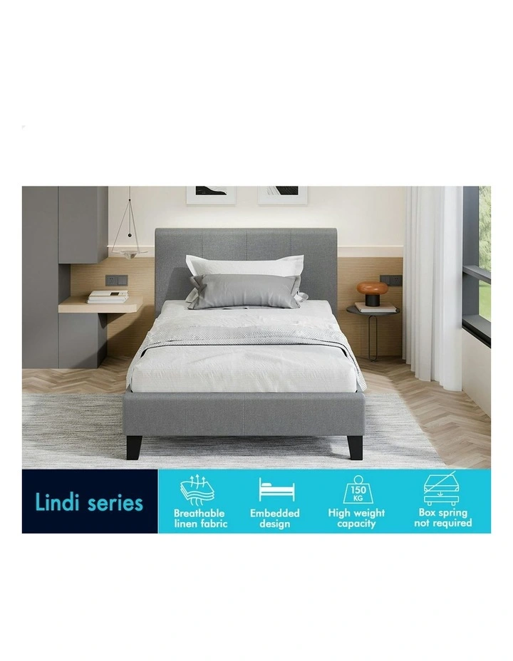 Wooden Platform Bed Frame Mattress Base Single Size in Grey image 3