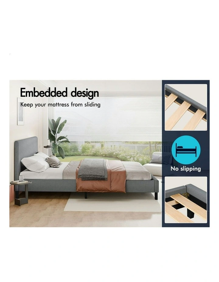 Wooden Platform Bed Frame Mattress Base Single Size in Grey image 5