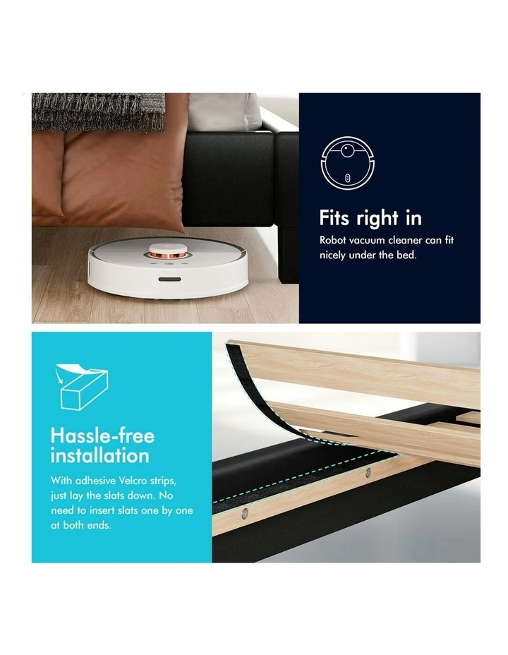 Wooden Platform Leather Base Bed Frame Double Size in Black image 6