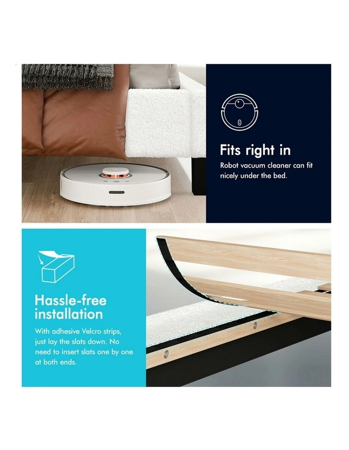 Wooden Platform Boucle Base Bed Frame Double Size in White image 6