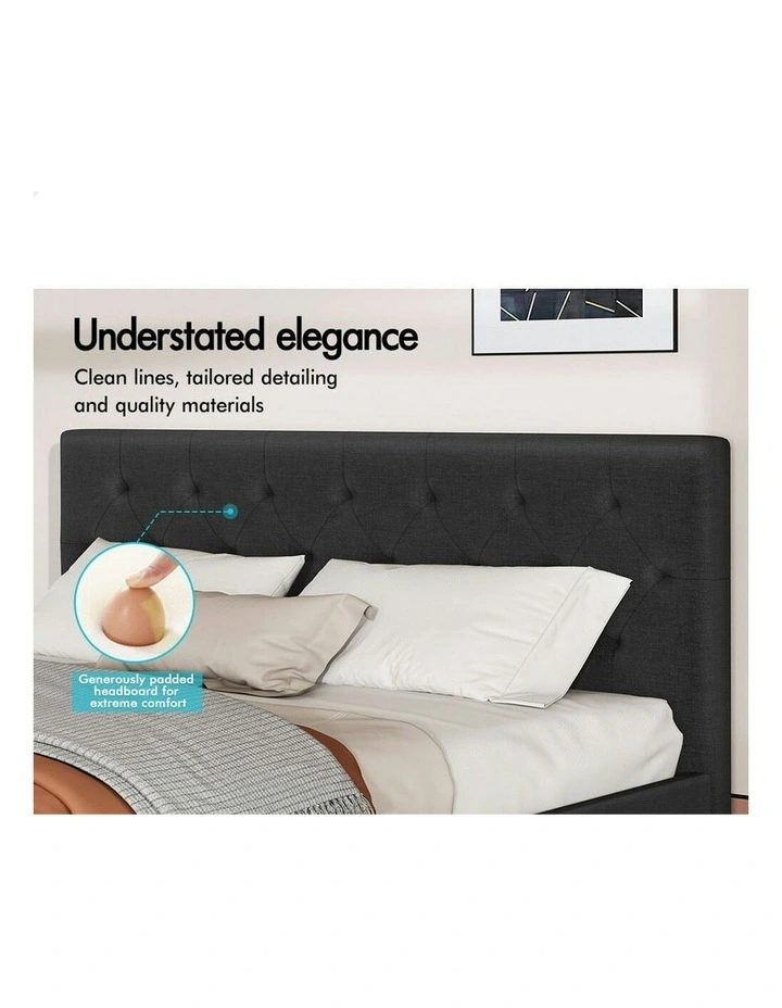 Wooden Platform Bed Frame Base Double Size in Charcoal image 4