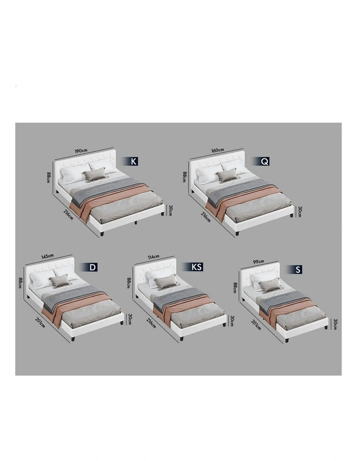 Wooden Platform Boucle Base Bed Frame King Size in White image 7