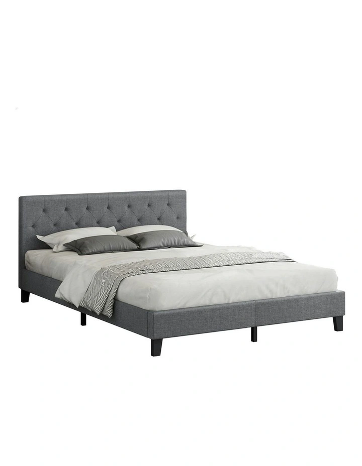 Wooden Platform Base Bed Frame King Size in Grey image 1