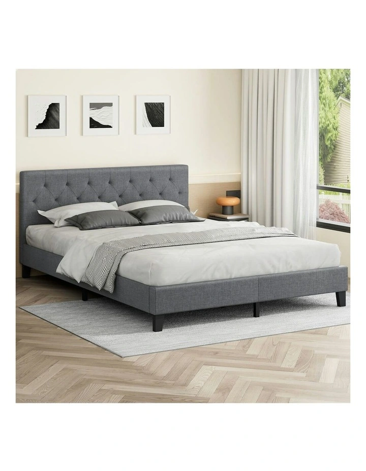 Wooden Platform Base Bed Frame King Size in Grey image 2