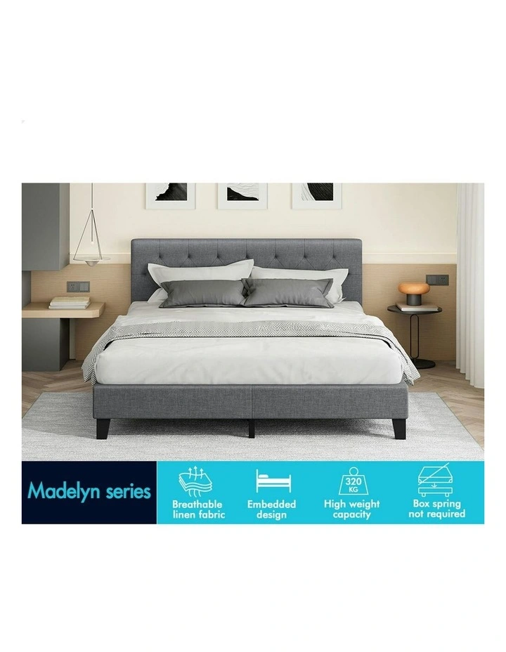 Wooden Platform Base Bed Frame King Size in Grey image 3