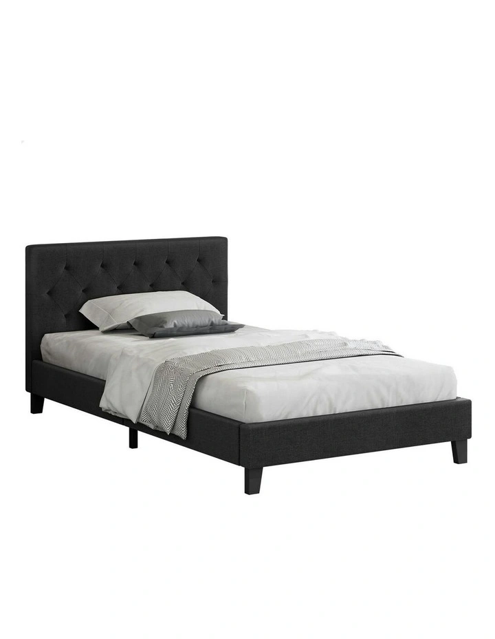 Wooden Platform Base Bed Frame King Single in Charcoal image 1