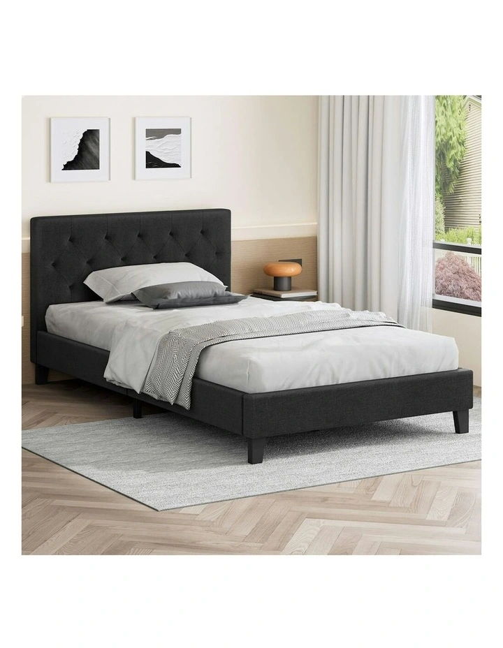 Wooden Platform Base Bed Frame King Single in Charcoal image 2