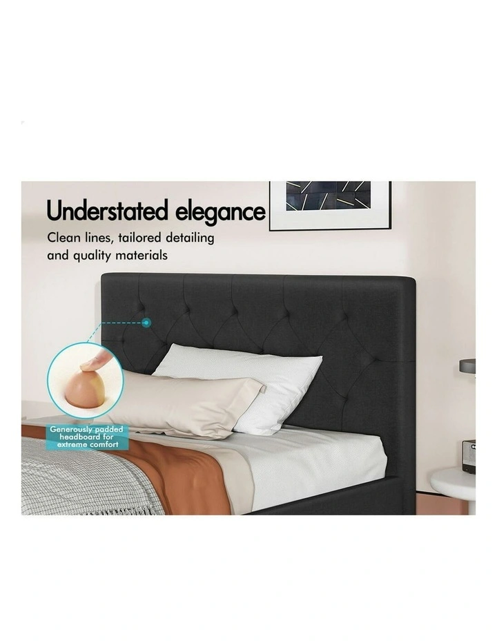 Wooden Platform Base Bed Frame King Single in Charcoal image 4