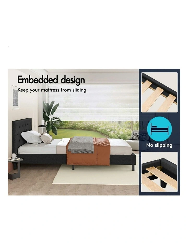 Wooden Platform Base Bed Frame King Single in Charcoal image 5