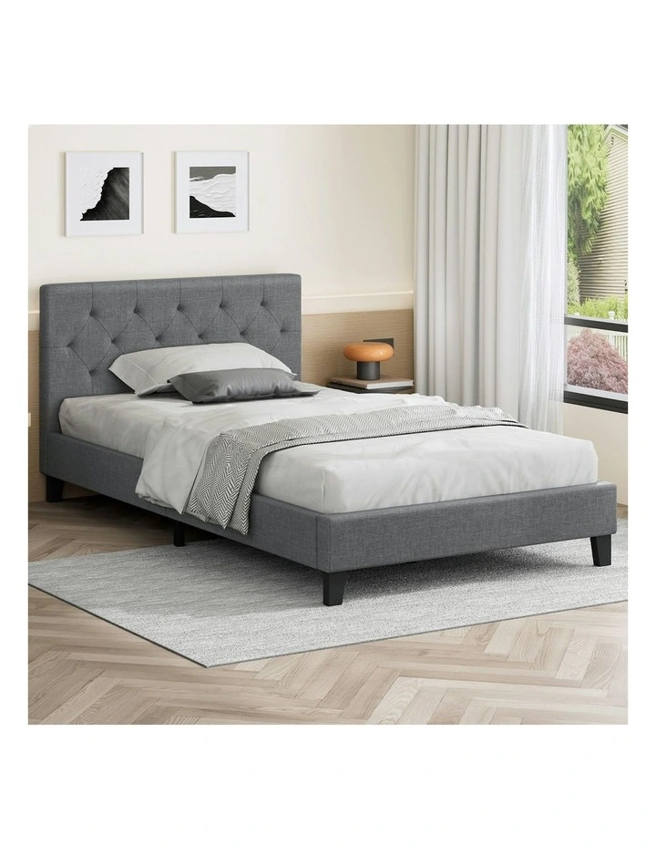 Wooden Platform Base Bed Frame King Single in Grey image 2