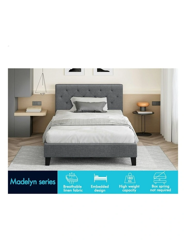 Wooden Platform Base Bed Frame King Single in Grey image 3