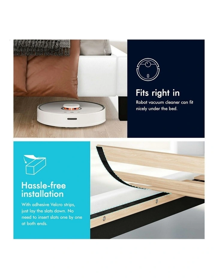 Wooden Platform Leather Base Bed Frame King Single in White image 6