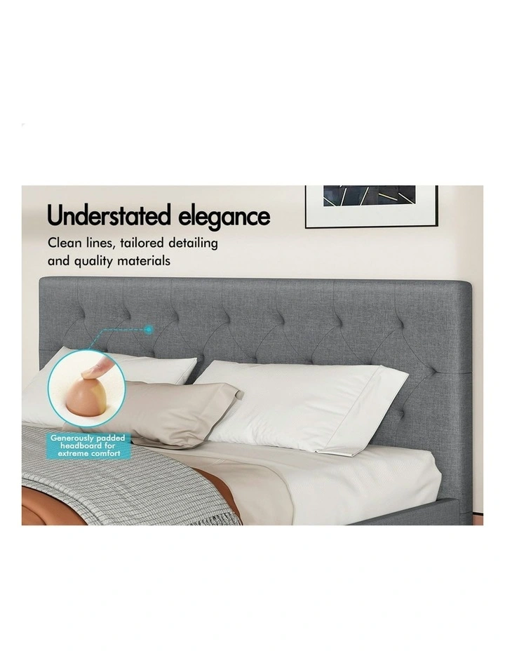 Wooden Platform Base Bed Frame Queen Size in Grey image 4