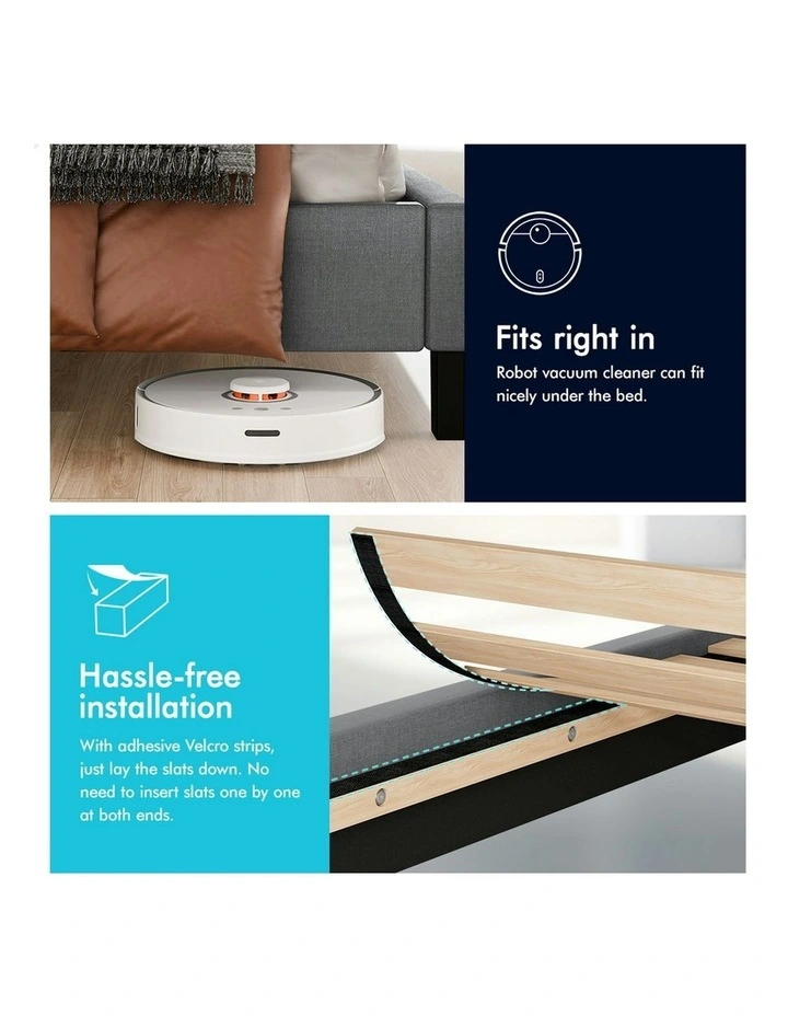 Wooden Platform Base Bed Frame Queen Size in Grey image 6