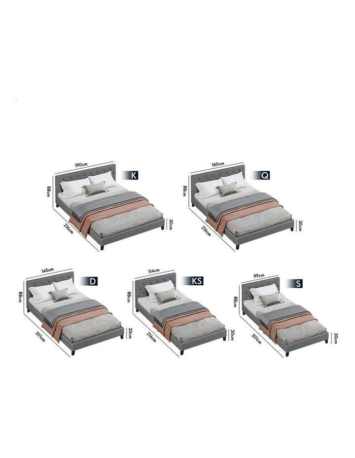 Wooden Platform Base Bed Frame Queen Size in Grey image 7