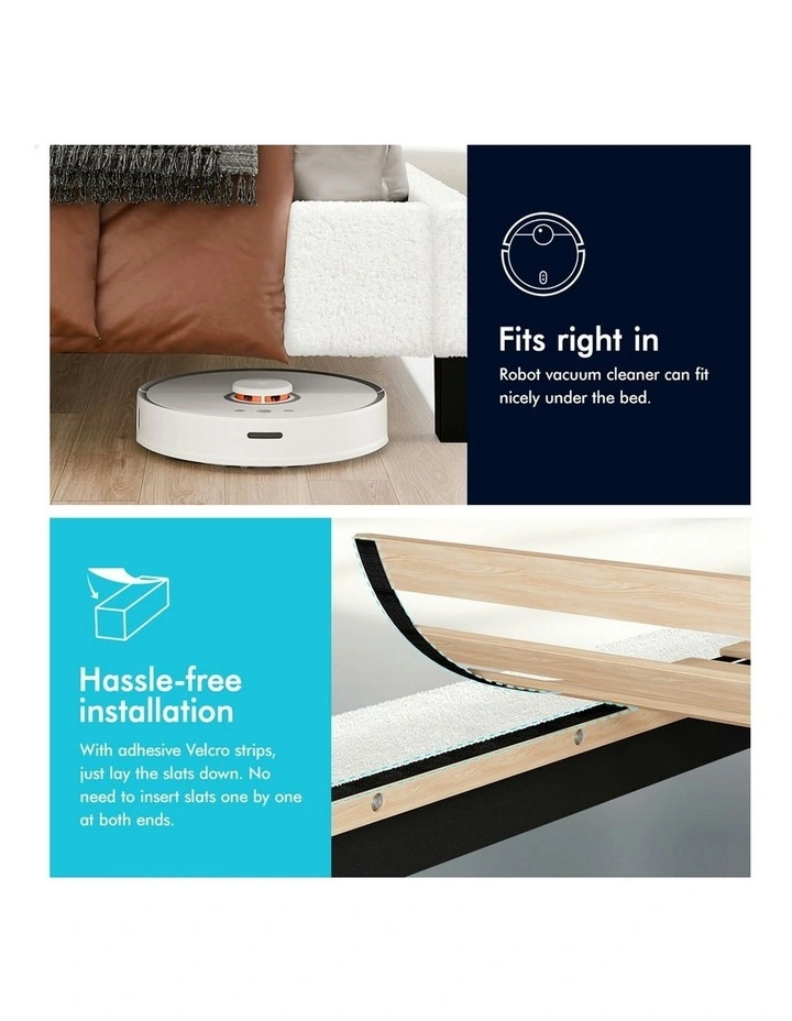 Wooden Platform Boucle Base Bed Frame Single Size in White image 6