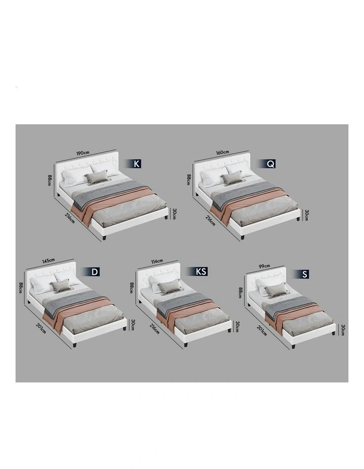 Wooden Platform Boucle Base Bed Frame Single Size in White image 7