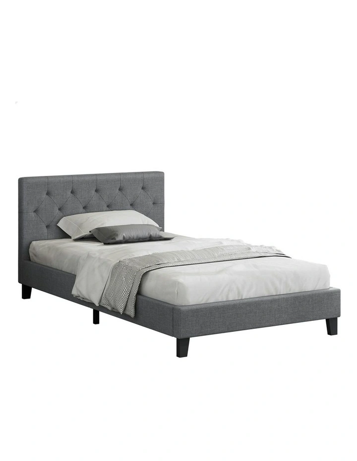 Wooden Platform Base Bed Frame Single Size in Grey image 1