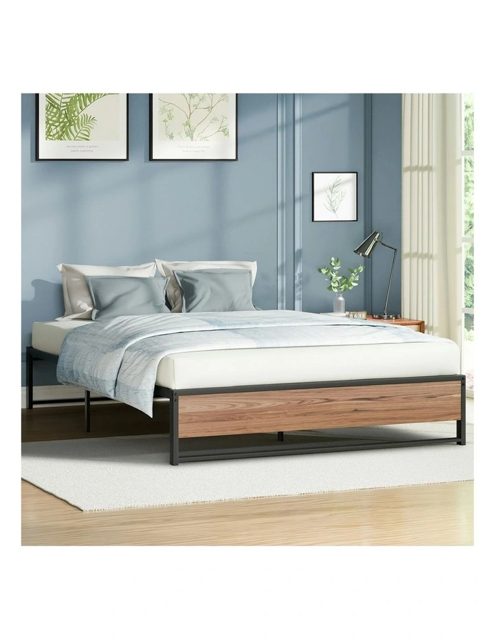 Mattress Base Platform Metal Bed Frame Double Size in Black image 2