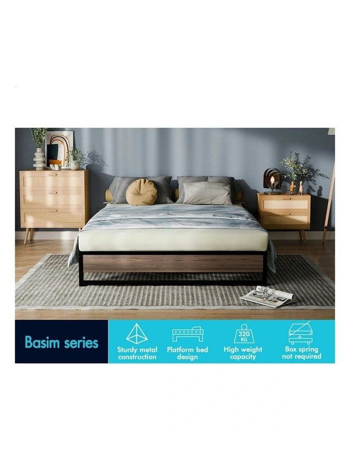 Mattress Base Platform Metal Bed Frame Double Size in Black image 3