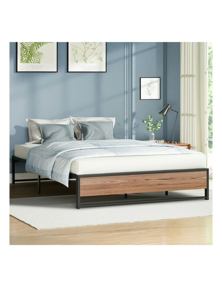 Mattress Base Platform Metal Bed Frame King Size in Black image 2