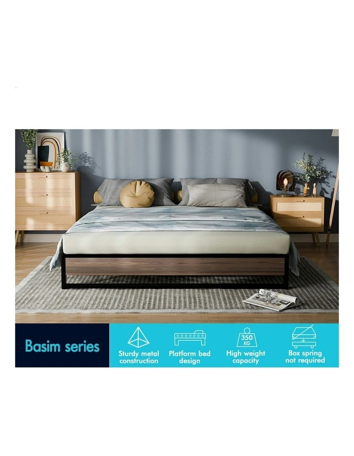 Mattress Base Platform Metal Bed Frame King Size in Black image 3