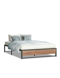 Mattress Base Platform Metal Bed Frame Queen Size in Black