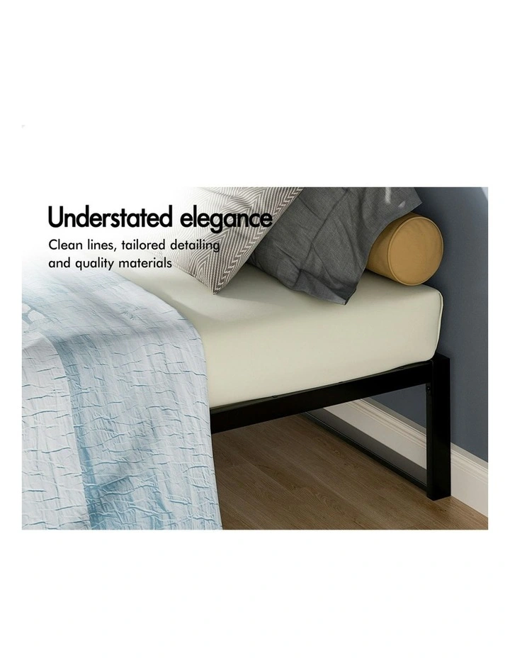 Mattress Base Platform Metal Bed Frame Queen Size in Black image 4