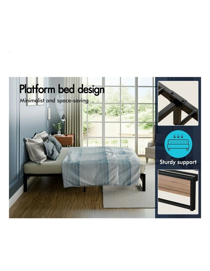 Mattress Base Platform Metal Bed Frame Queen Size in Black image 5